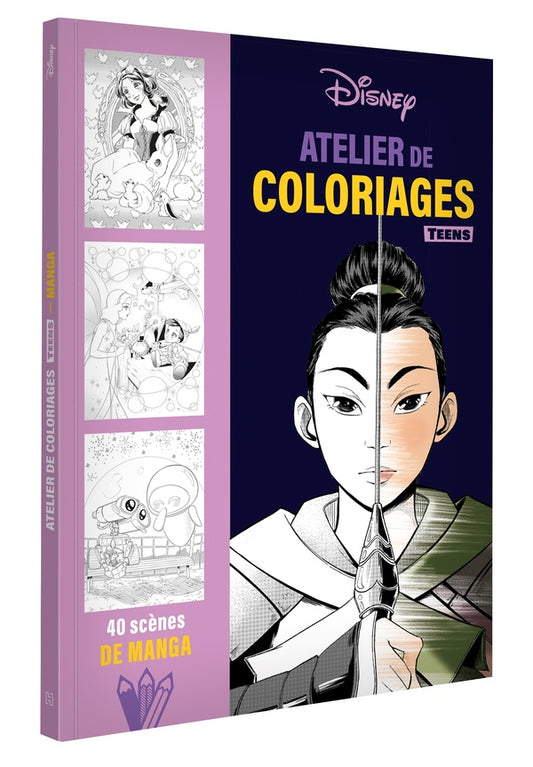 Front cover of Atelier de coloriages teens : 40 scènes de manga