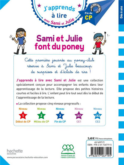 Back cover of J'apprends à lire avec Sami et Julie : CP niveau 3 ; Sami et Julie font du poney