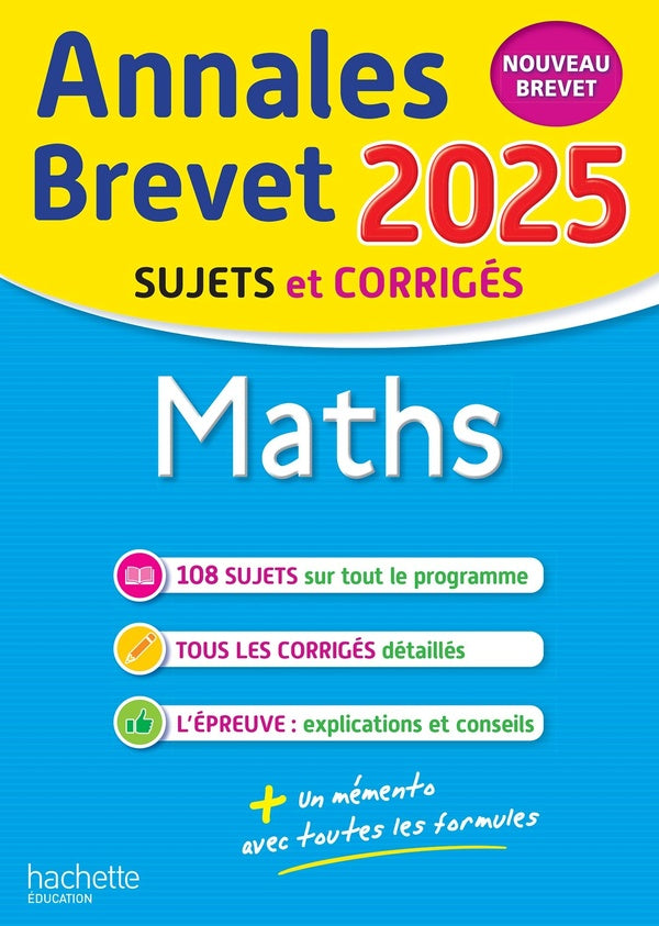 Front cover of Annales brevet : Maths ; 3e ; Sujets et corrigés (édition 2025)