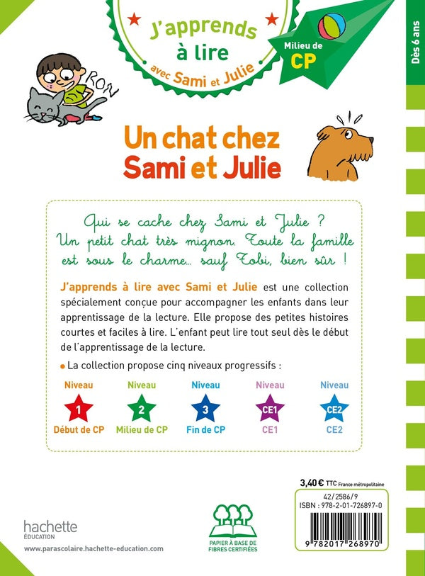 Back cover of J'apprends à lire avec Sami et Julie : CP Niveau 2 ; Un chat chez Sami et Julie