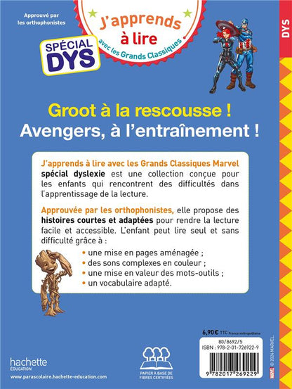 Back cover of Marvel ; Avengers : Groot à la rescousse / Avengers, à l'entraînement !  ; Spécial dys
