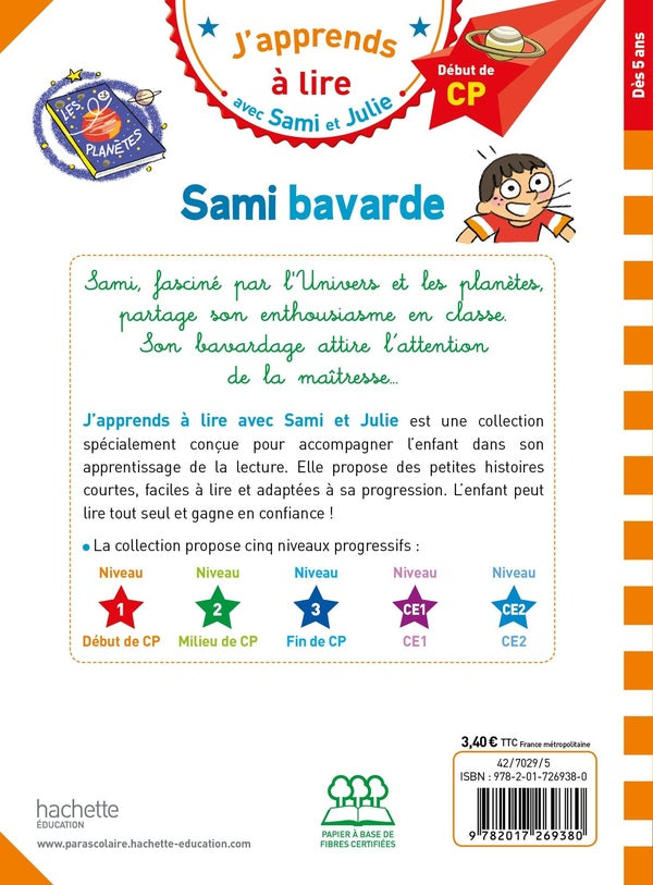 Back cover of J'apprends à lire avec Sami et Julie : CP niveau 1 ; Sami bavarde