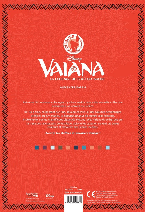 Back cover of Art-thérapie ; Coloriages mystères : Vaiana, la légende du bout du monde