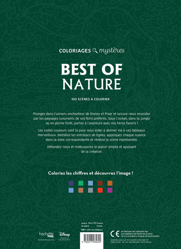 Back cover of Art-thérapie ; Coloriages mystères : Disney : Best of Nature