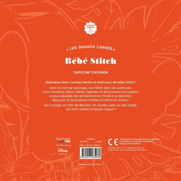 Back cover of Atelier créatif ; Les grands carrés : Bébé Stitch