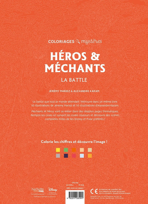 Back cover of Atelier créatif ; Coloriages mystères : Disney : Héros & Méchants, la battle