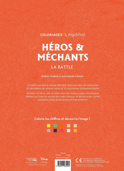 Back cover of Atelier créatif ; Coloriages mystères : Disney : Héros & Méchants, la battle