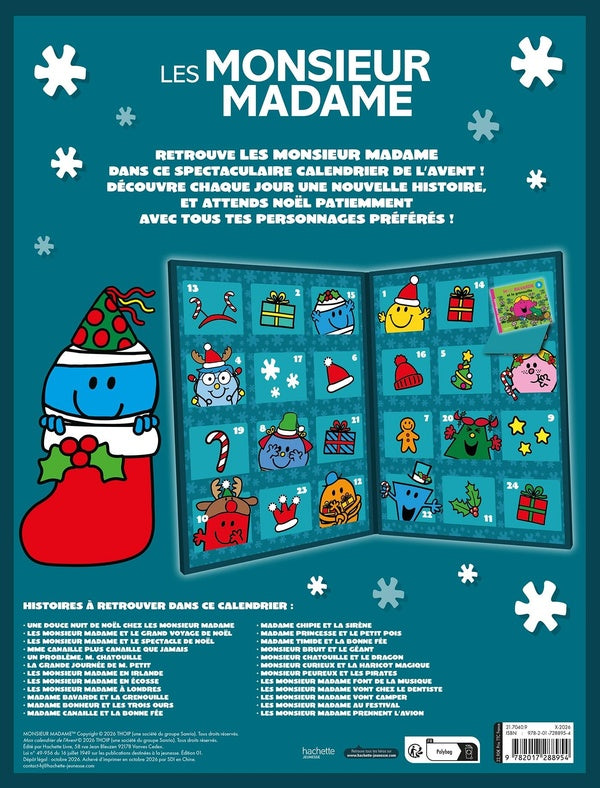 Back cover of Les Monsieur Madame : Mon calendrier de l'Avent : 24 histoires (édition 2026)