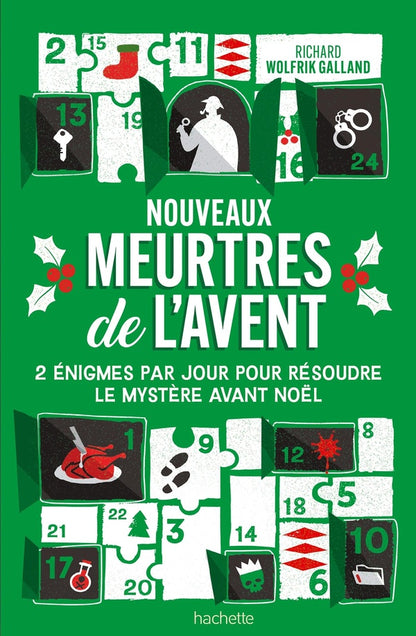 Front cover of Nouveaux meurtres de l'Avent : 2 énigmes par jour pour résoudre le mystère avant Noël
