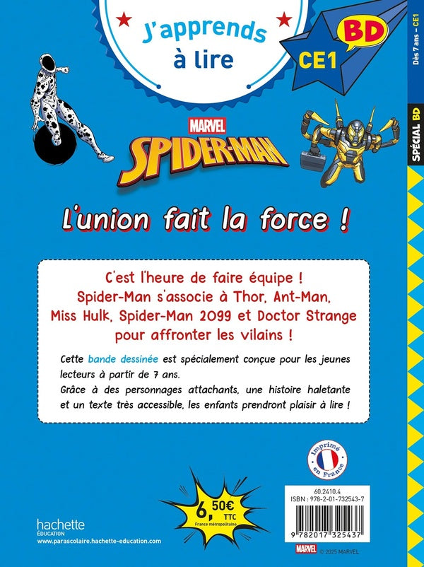 Back cover of J'apprends à lire : Disney BD ; CE1 ; Spider-Man : L'union fait la force !