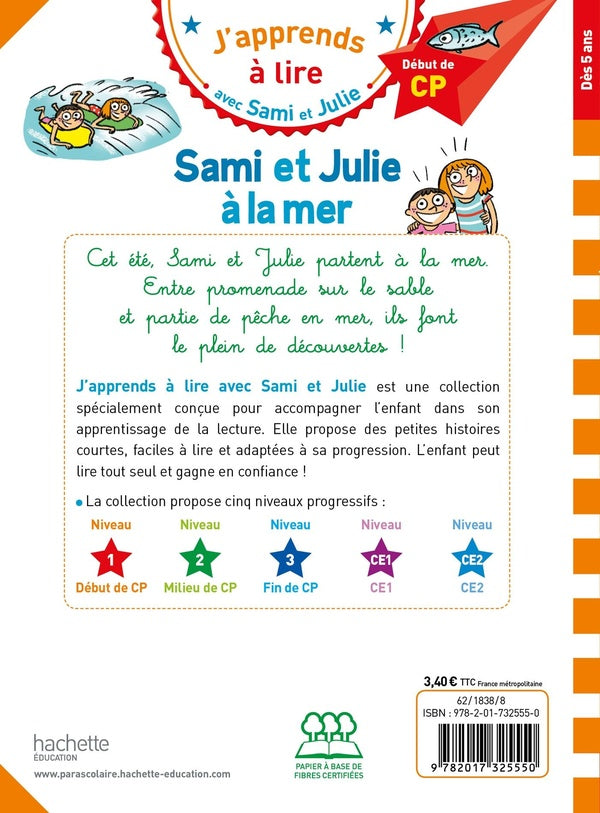 Back cover of J'apprends à lire avec Sami et Julie : CP niveau 1 ; Sami et Julie à la mer