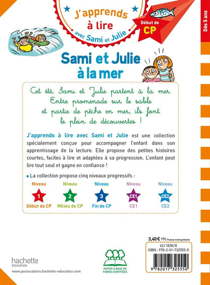 Back cover of J'apprends à lire avec Sami et Julie : CP niveau 1 ; Sami et Julie à la mer
