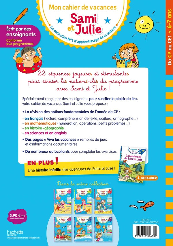 Back cover of Sami et Julie : Mon cahier de vacances ; Du CP au CE1