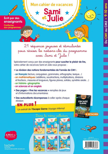 Back cover of Sami et Julie : Mon cahier de vacances ; Du CM1 au CM2