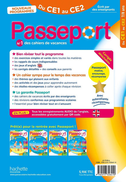 Back cover of Passeport : Cahier de vacances ; Du CE1 au CE2