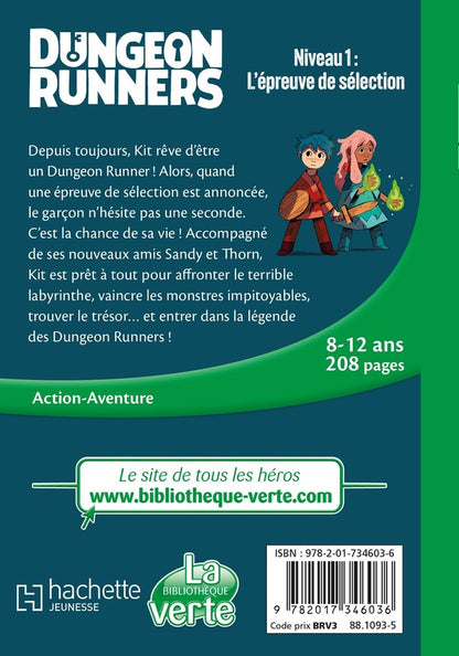 Back cover of Dungeon Runners Tome 1 : L'épreuve de sélection