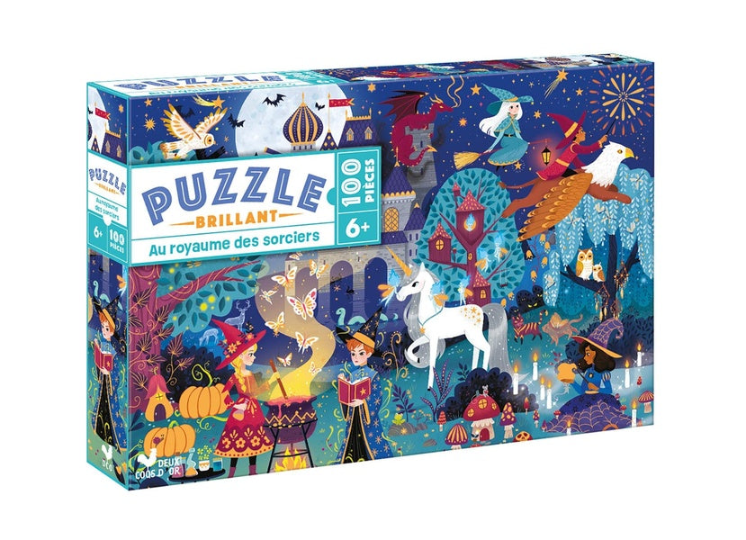 Front cover of Puzzle brillant : Au royaume des sorciers                     (100 pièces)
