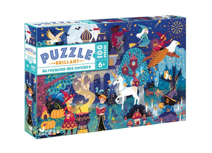 Front cover of Puzzle brillant : Au royaume des sorciers                     (100 pièces)
