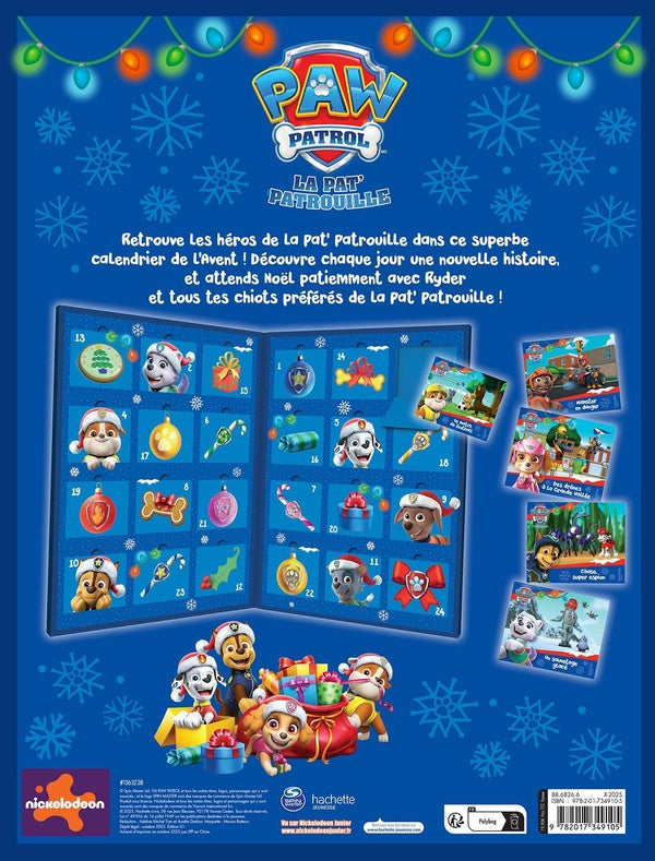 Back cover of La Pat'Patrouille : Mon calendrier de l'Avent : 24 histoires (édition 2025)