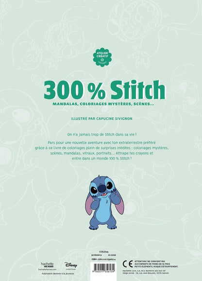 Back cover of Atelier créatif : 300 % Stitch : Mandalas, coloriages mystères, scènes...