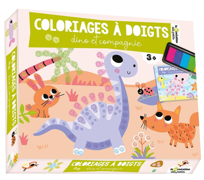 Front cover of Coloriages à doigts : dino et compagnie