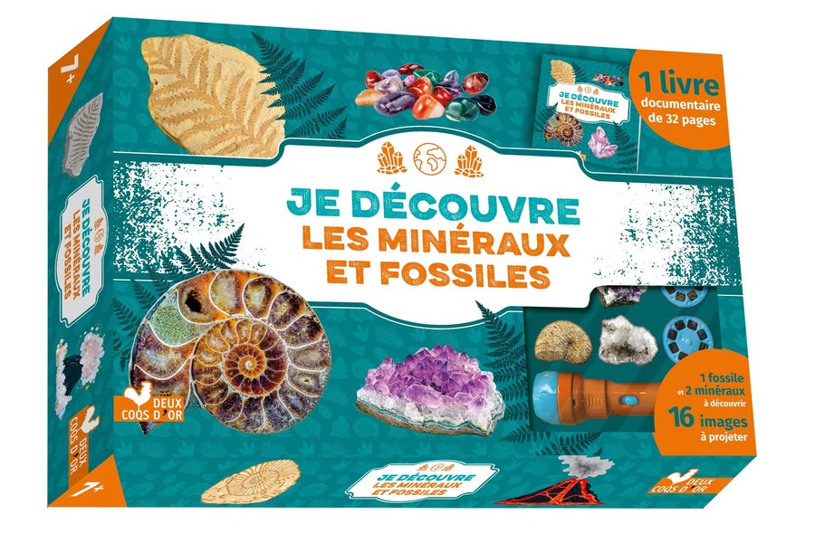 Front cover of Je découvre les minéraux et fossiles                     (Avec lampe et kit excavation)