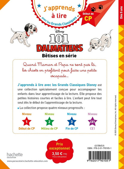 Back cover of CP niveau 1 ; Les 101 Dalmatiens : Bêtises en série