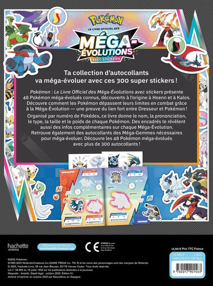 Back cover of Pokémon : Le livre officiel des Méga-Évolutions avec stickers