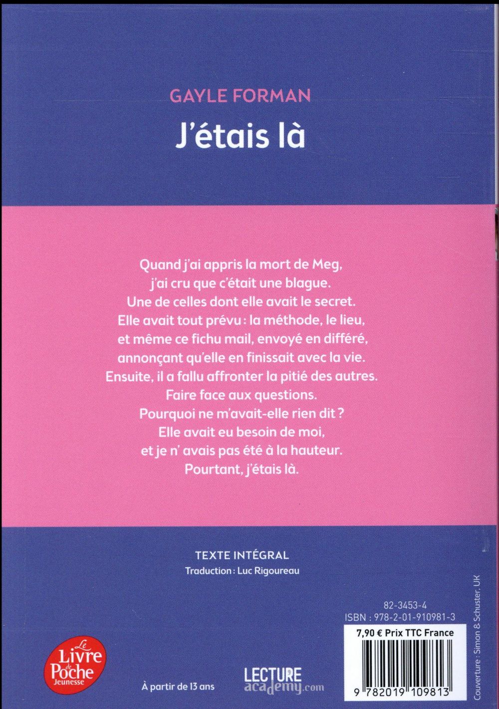 Back cover of J'étais là