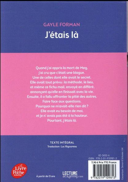 Back cover of J'étais là