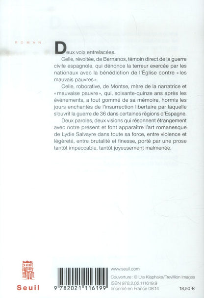 Back cover of Pas pleurer                     (Prix Goncourt 2014)