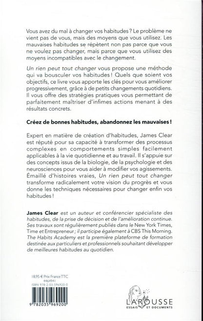 Back cover of Un rien peut tout changer !