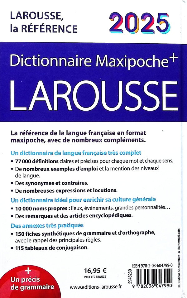 Back cover of Dictionnaire Larousse maxipoche + (édition 2025)