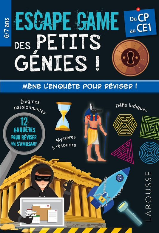 Front cover of Escape game des petits génies ! : Du CP au CE1 ; Cahier de vacances