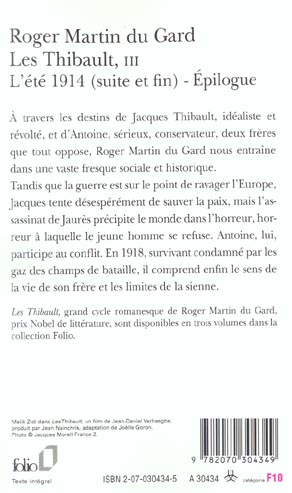 Back cover of Les Thibault Tome 3