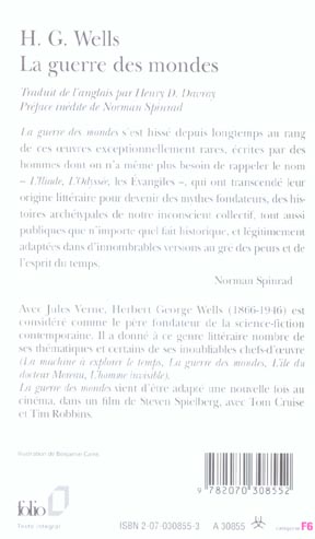 Back cover of La Guerre des mondes