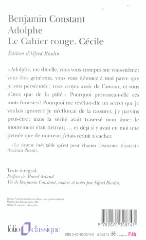 Back cover of Adolphe ; le cahier rouge - Cécile