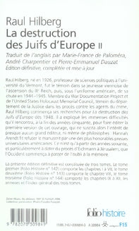 Back cover of La destruction des Juifs d'Europe