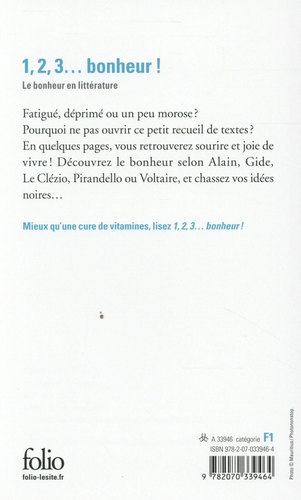 Back cover of 1, 2, 3... bonheur ! le bonheur en littérature