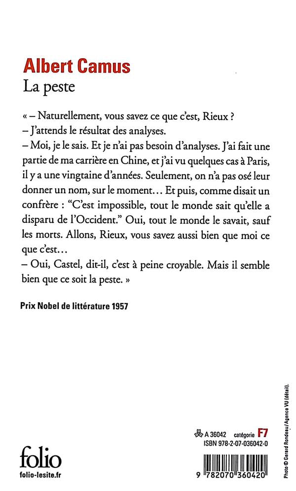 Back cover of La peste