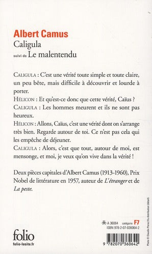 Back cover of Caligula ; le malentendu