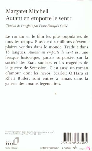 Back cover of Autant en emporte le vent Tome 1