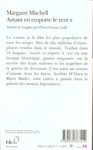 Back cover of Autant en emporte le vent Tome 2