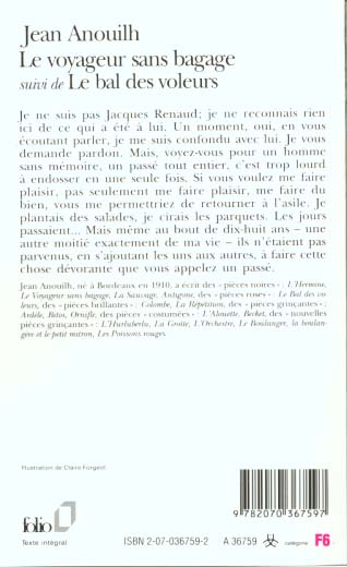 Back cover of Le voyageur sans bagage ; le bal des voleurs