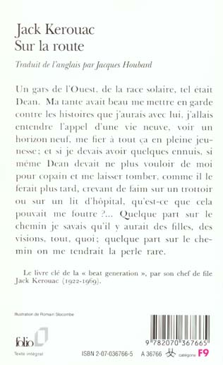 Back cover of Sur la route                     (préface Michel Mohrt)
