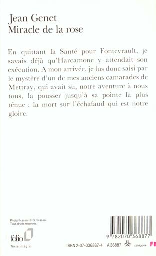 Back cover of Miracle de la rose