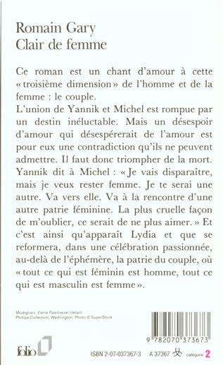 Back cover of Clair de femme