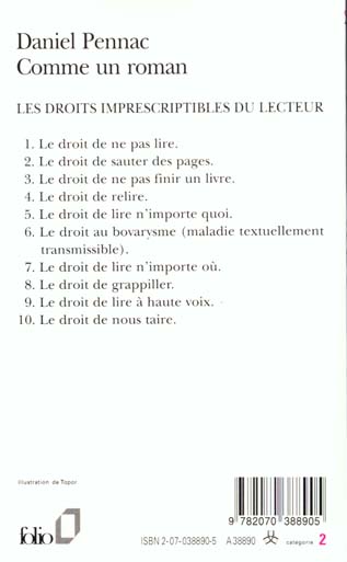 Back cover of Comme un roman