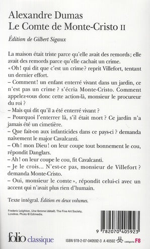 Back cover of Le comte de Monte-Cristo Tome 2                     (PRÉFACE DE JEAN-YVES TADIÉ)