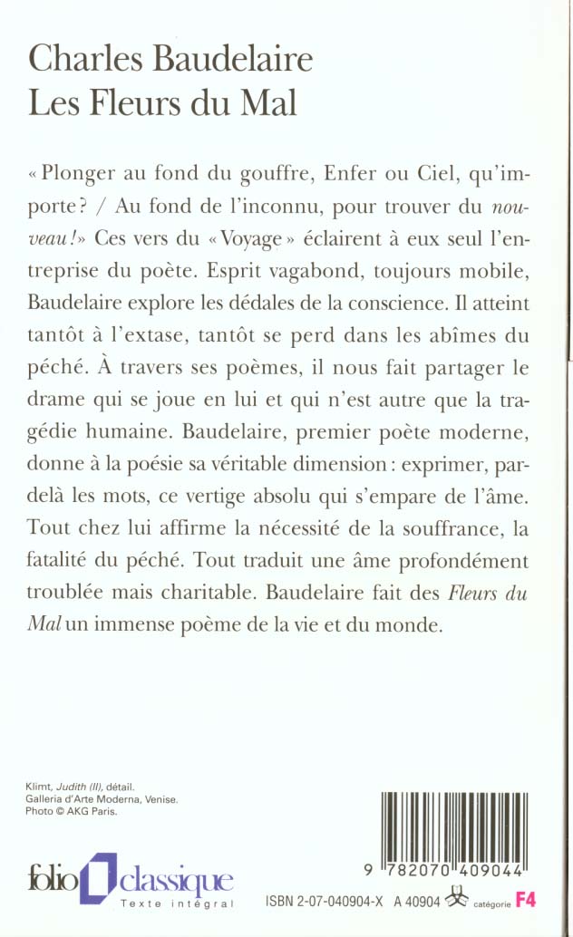 Back cover of Les fleurs du Mal